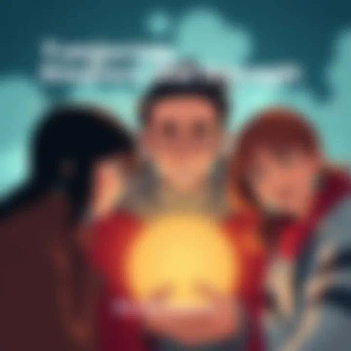 A scene showing Tanjiro with a gentle smile, surrounded by friends, showcasing his kindness and resilience.