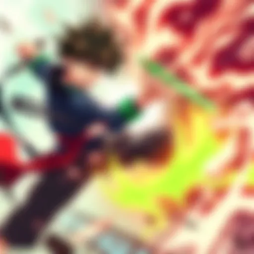 Tanjiro and Deku face off in an intense battle, showcasing their unique fighting styles and powers.