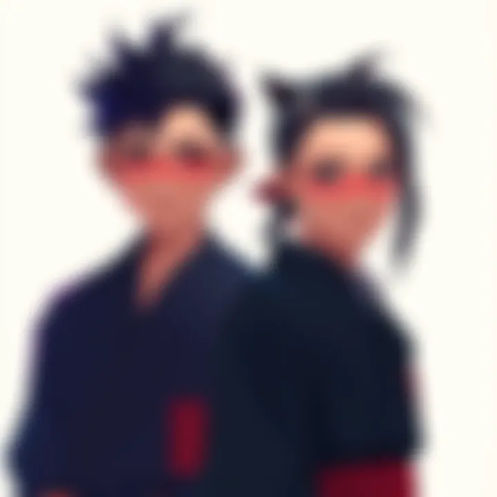Tanjiro stands next to Yorichii, both displaying similar facial features and expressions, with a light background highlighting their connection.