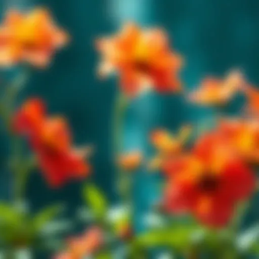 A vibrant digital artwork featuring blooming flowers with bright colors, representing modern artistic style.