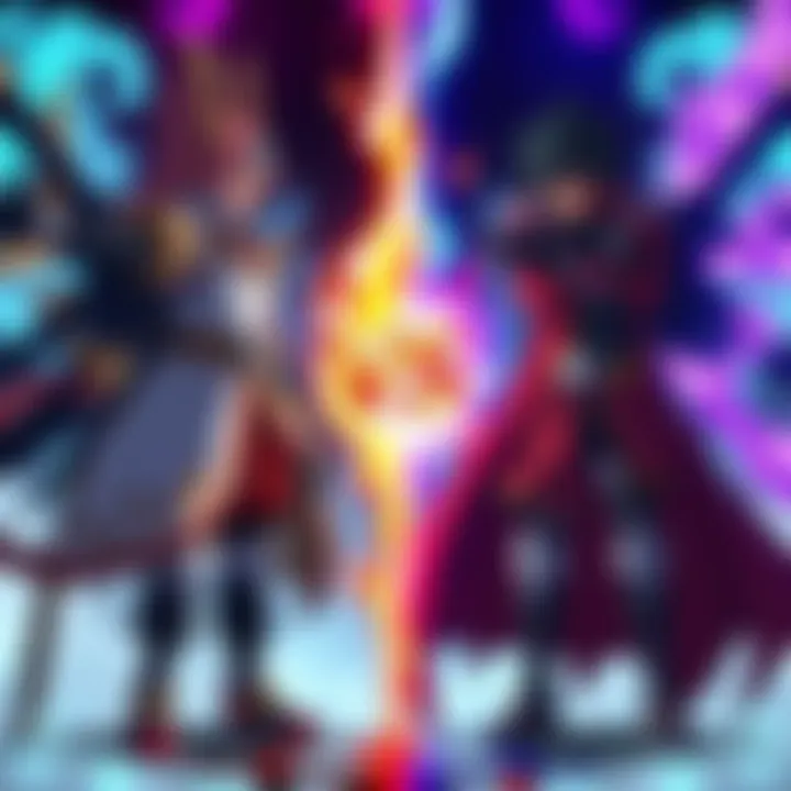 Tartaros vs Alvarez Two anime characters representing Tartaros and Alvarez arcs standing opposed, each showcasing their unique powers and traits in a dynamic pose.