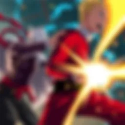 Tatsumaki and Saitama face off in a tense showdown, showcasing their powerful abilities.