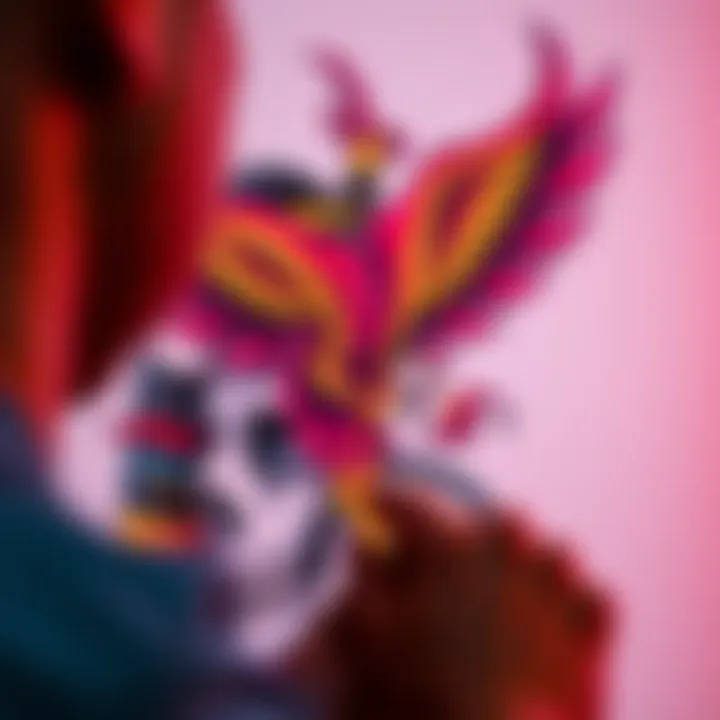 Person looking at a vibrant tattoo graphic while searching for the artist