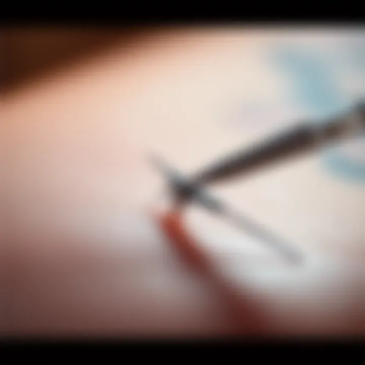 A close-up of a tattoo needle in action, applying ink to skin, capturing the moment of getting a first tattoo.
