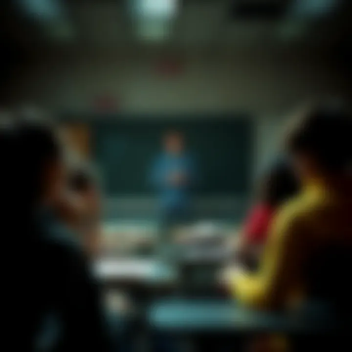 Person interacting in a classroom A teacher discusses names like Franken and Frankie with students, showing engagement and respect in communication.