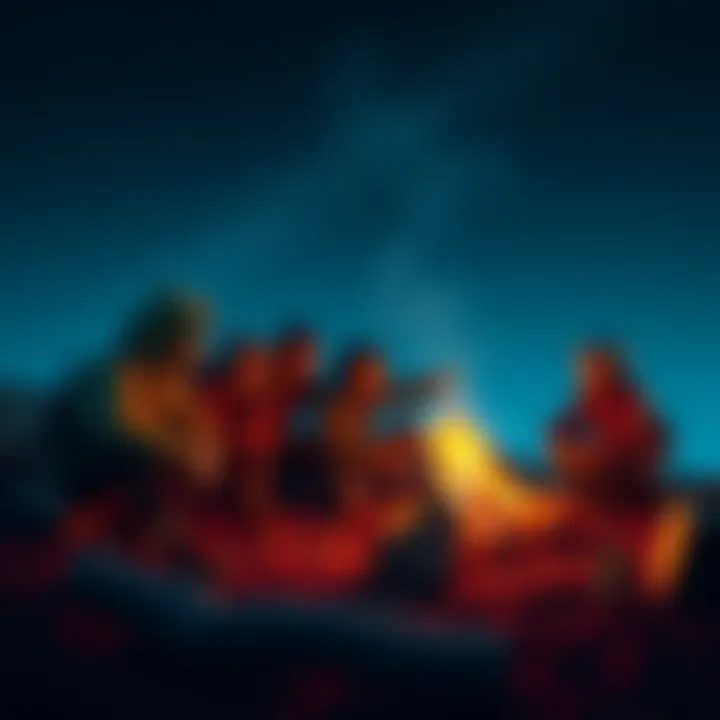 Members of Team Akuta gather around a campfire preparing for their exciting journey together.