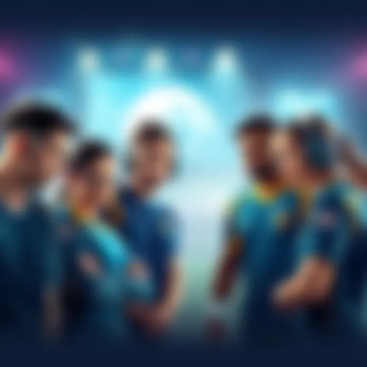 A group of diverse sports teams strategizing together, looking determined and focused on improving their game to match KnY's best.