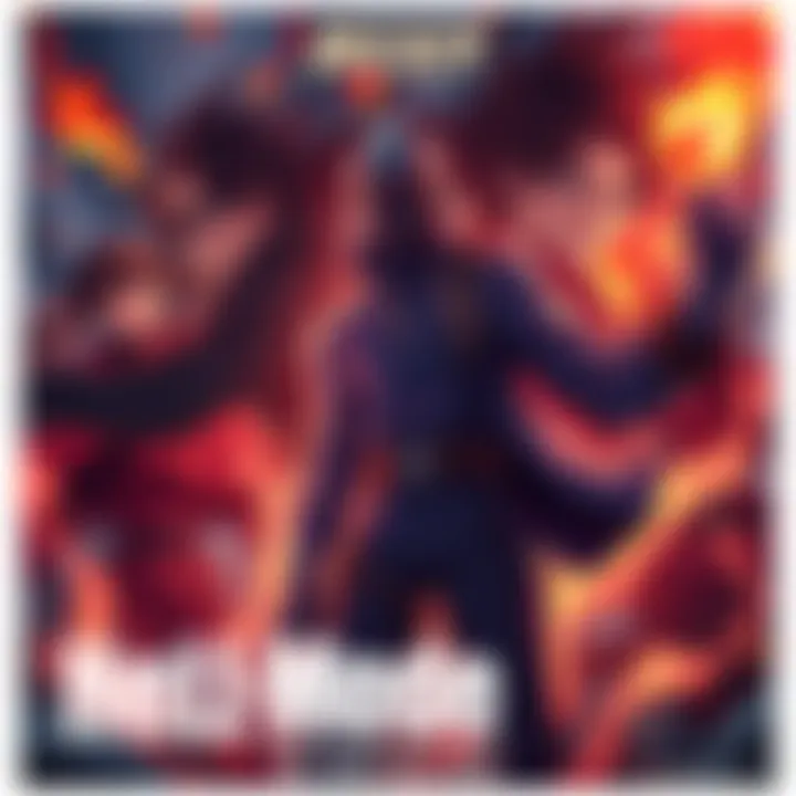 First teaser visual showcasing characters from Hell Mode anime in an action-packed scene with fiery elements