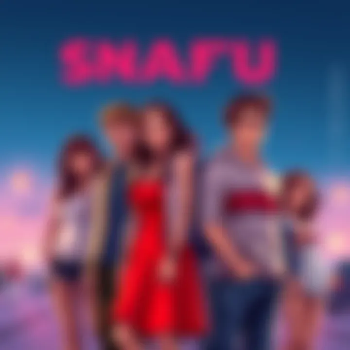 Main characters from My Teen Romantic Comedy SNAFU standing together, reflecting their emotional journeys and friendships.