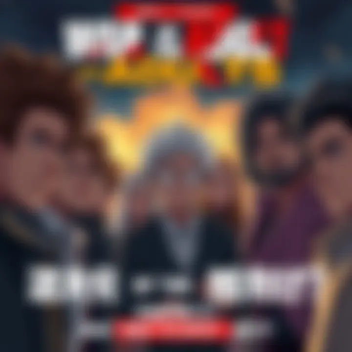 A group of characters facing a crucial decision, showcasing emotional expressions and tension among them in a dramatic setting.