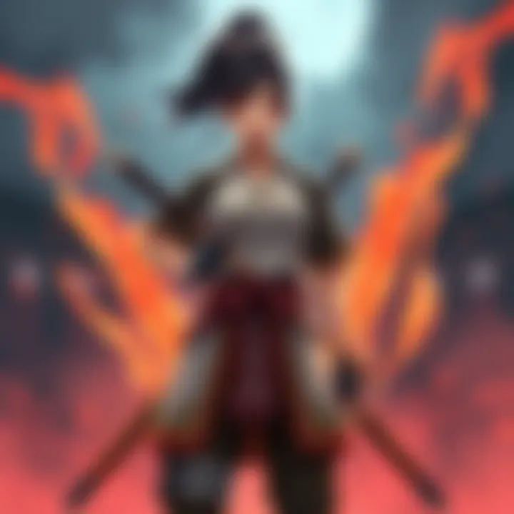 Tenten stands confidently, surrounded by her weapons, ready for her first round match in the Chunin Exams.