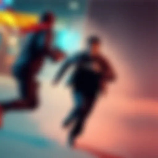 A person sprints toward another individual, appearing aggressive and threatening, capturing a moment of fear and urgency.