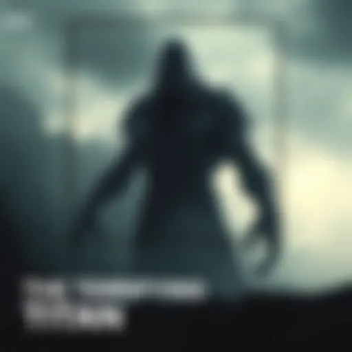 A giant, shadowy figure looming in a dark landscape, evoking fear and intrigue.