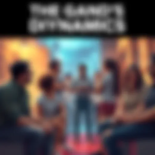 A diverse group of people interacting in a lively setting, representing the dynamics of The Gang.