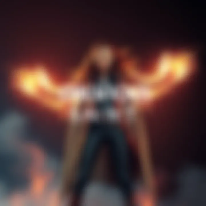 A dramatic scene from The Oblivious Saint trailer showing the powerful protagonist standing confidently with energy radiating around her