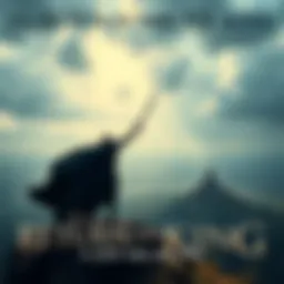 A hero brandishing a sword, standing on a hill overlooking a vast kingdom, symbolizing hope and adventure in storytelling.