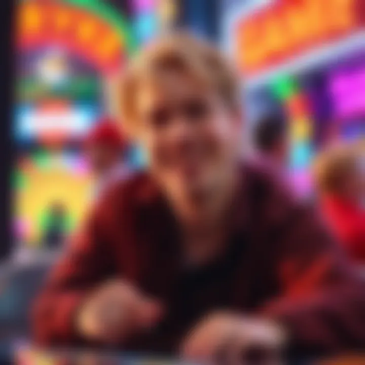 The Blond Yankee smiling as he faces unexpected challenges in a fun game setting, with colorful game elements around him.