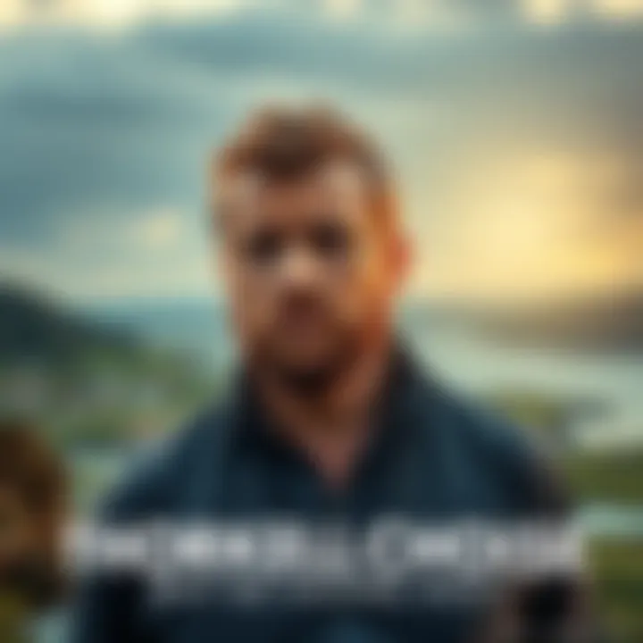 A man with a serious expression gazes out at a serene landscape, contemplating his choice of not having more children.