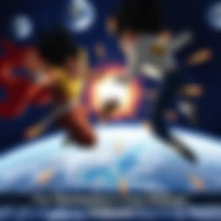 Thragg and Omni-Man battle Nappa and Vegeta Thragg and Omni-Man are fighting against Nappa and Vegeta in a dramatic showdown over Earth.