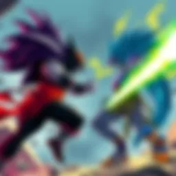 Thragg and Raditz engage in a fierce battle, showcasing their powers and abilities in an epic showdown.