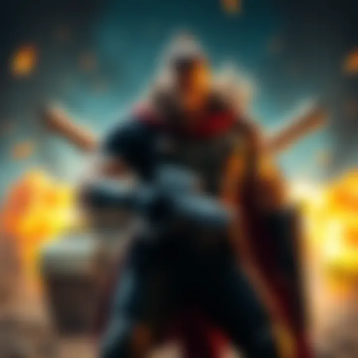 Thragg stands strong, preparing to take a powerful blow, showcasing his resilience and determination.