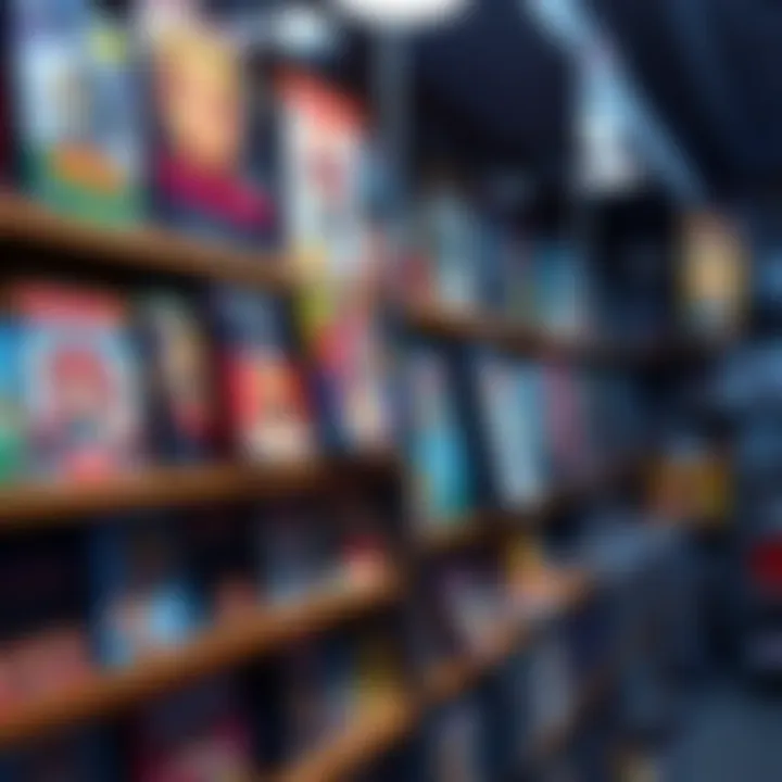 A display of rare anime and manga books on a shelf in a thrift store