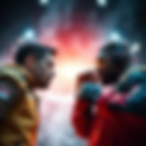 Two competitors face off in an intense matchup, showcasing their strategies and determination to win.