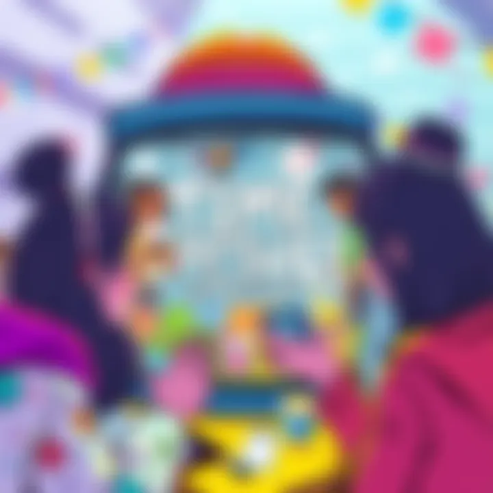 A colorful illustration of people sharing doodles and messages for a time capsule event