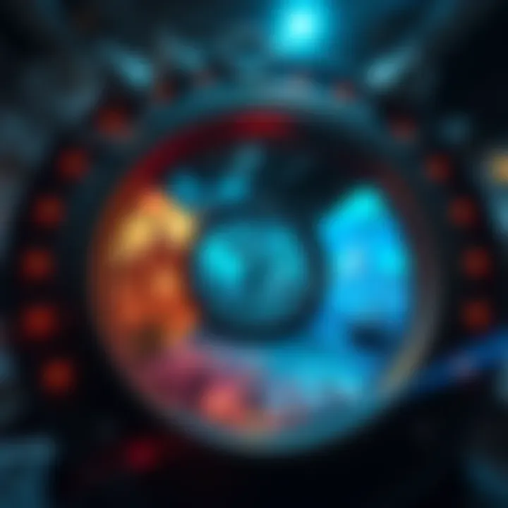 A clock with portals showing different historical scenes and future landscapes, representing time travel.