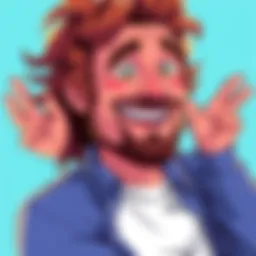 Comedian TJ Miller illustrated as a character named August, featuring a relaxed expression and playful pose, representing fun personality traits.