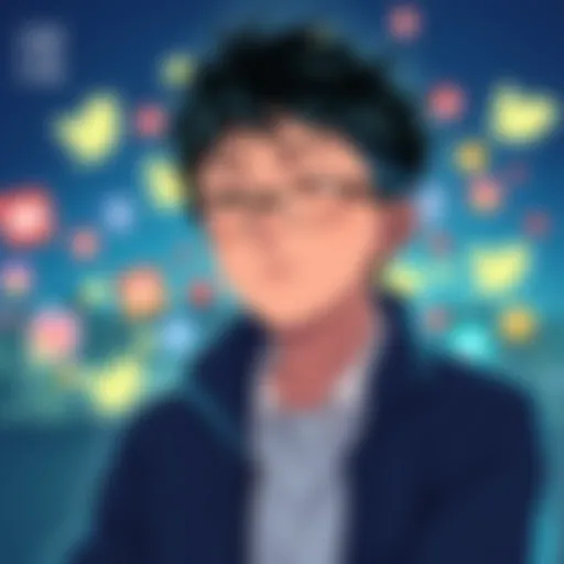 Illustration of Togashi looking thoughtful, with a background of social media icons fading away, symbolizing his silence online.