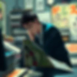 Togashi looking contemplative, surrounded by sketchbooks and manga art, reflecting his recent silence.