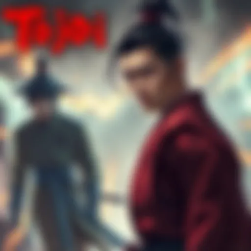 Toji preparing for battle against Gojo, showcasing a serious expression and determined stance, with a dynamic background of energy and tension in the air.