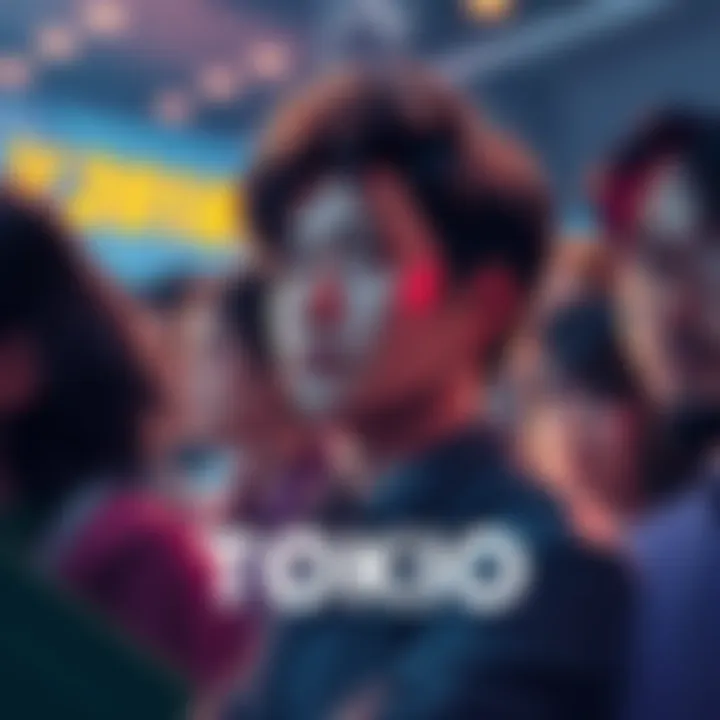 TOKIO with a contemplative expression, surrounded by fans discussing his potential love interests