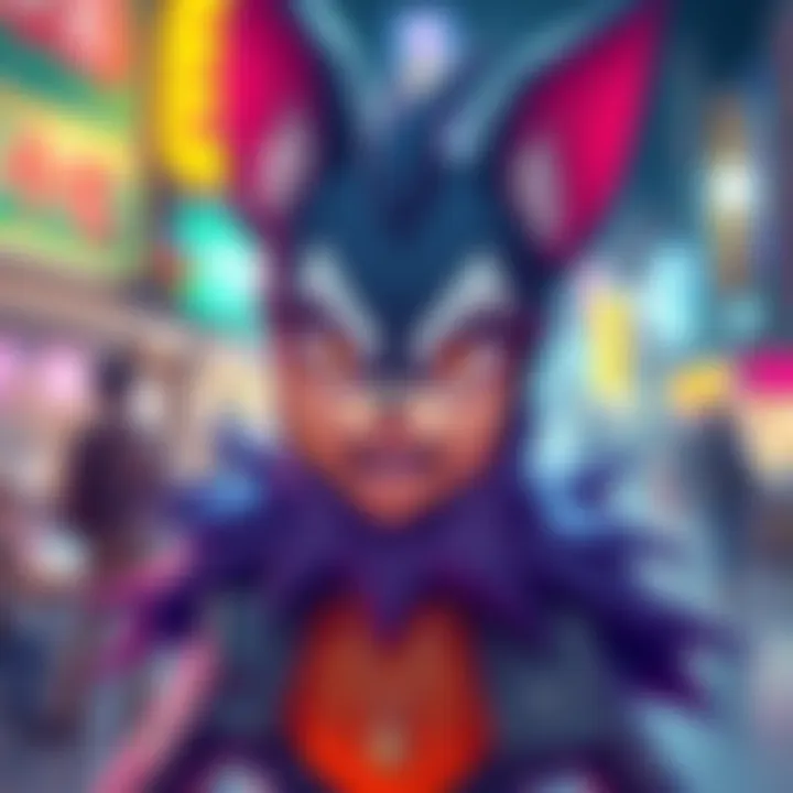 Tokoyami with a frustrated expression, reacting to an ad agency's request for more fabulousness, in a colorful setting