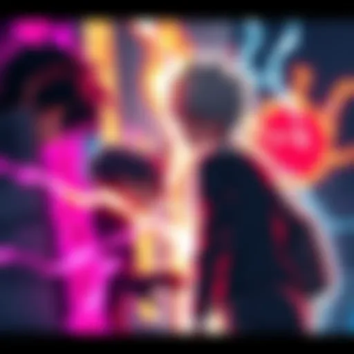 A vibrant Tokyo Ghoul panel showing intense character interactions with unique aura effects, illustrating energy in the scene.