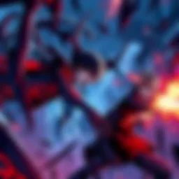 A dynamic battle between ghouls and humans in Tokyo Ghoul RE, showcasing intense action and dramatic expressions.