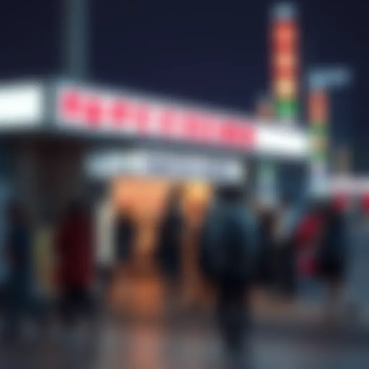 A ticket booth at the Tokyo EXPO with people buying last-minute tickets