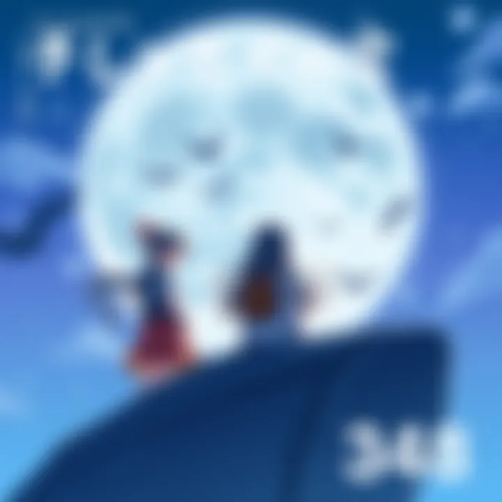 Illustration from Tonikaku Kawaii showing characters engaged in a moonlit scene, with a sense of adventure and connection