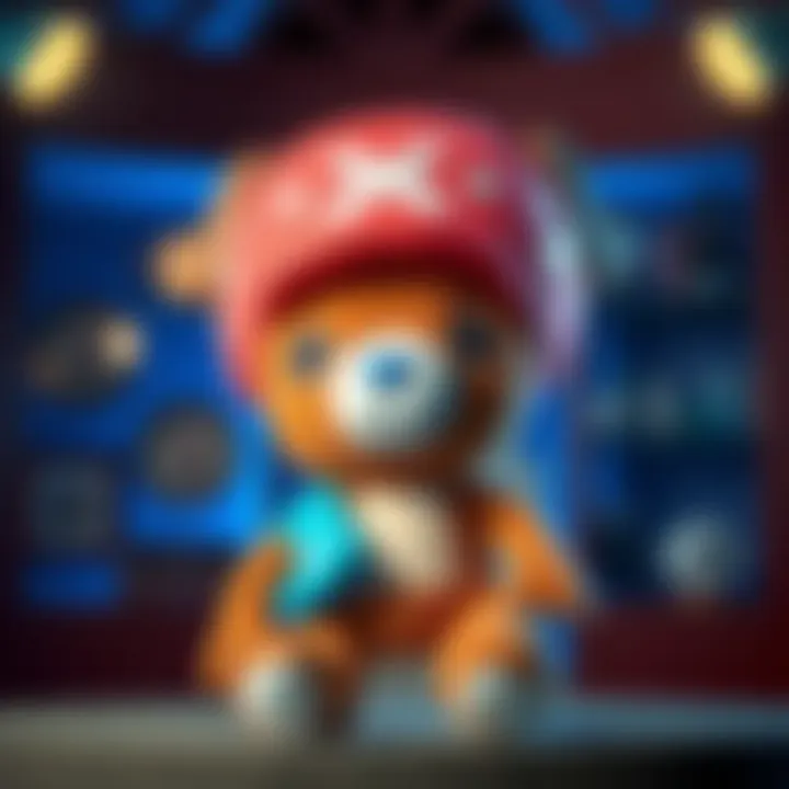 A soft, cuddly plushie of Tony Tony Chopper, a cute, cartoon-style character with a bear-like appearance and a blue nose, made for fans of all ages.