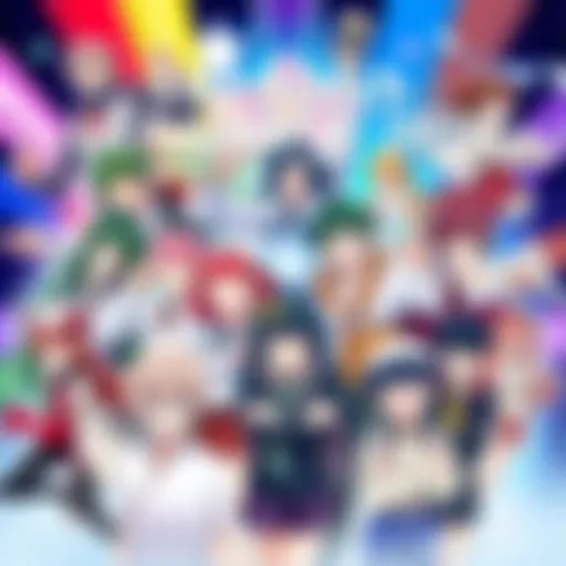 A vibrant collage of popular anime characters from the top series of Spring 2026, showcasing dynamic poses and colorful backgrounds.