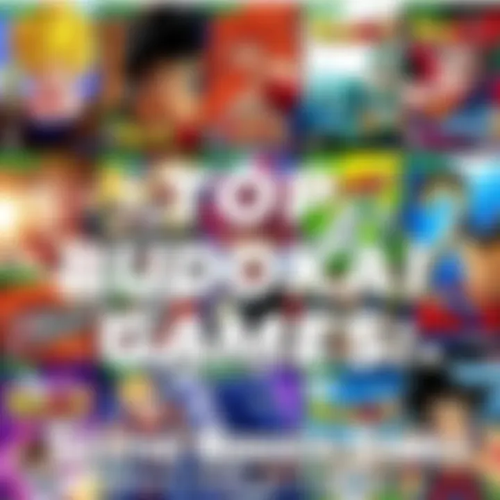 Top Budokai Games A colorful display of various Budokai game covers showcasing characters and graphics from the series