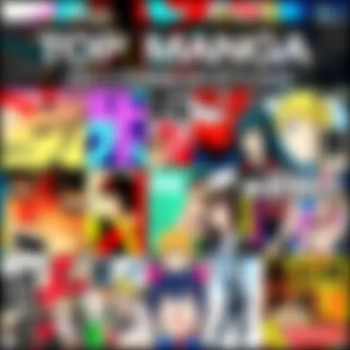 A colorful display of popular manga titles and characters from various genres, showcasing artwork and styles appealing to enthusiasts in 2025.