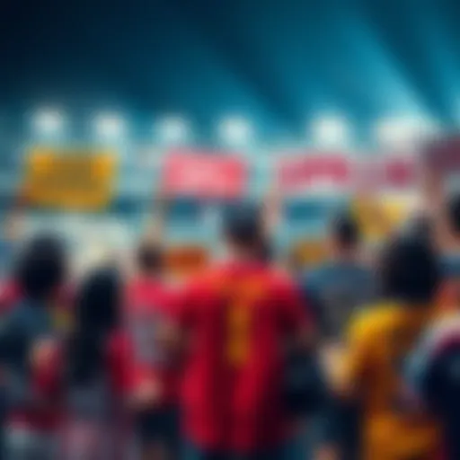 Top Sports Teams Discussion People engaged in a discussion about the best sports teams, holding signs and wearing team jerseys