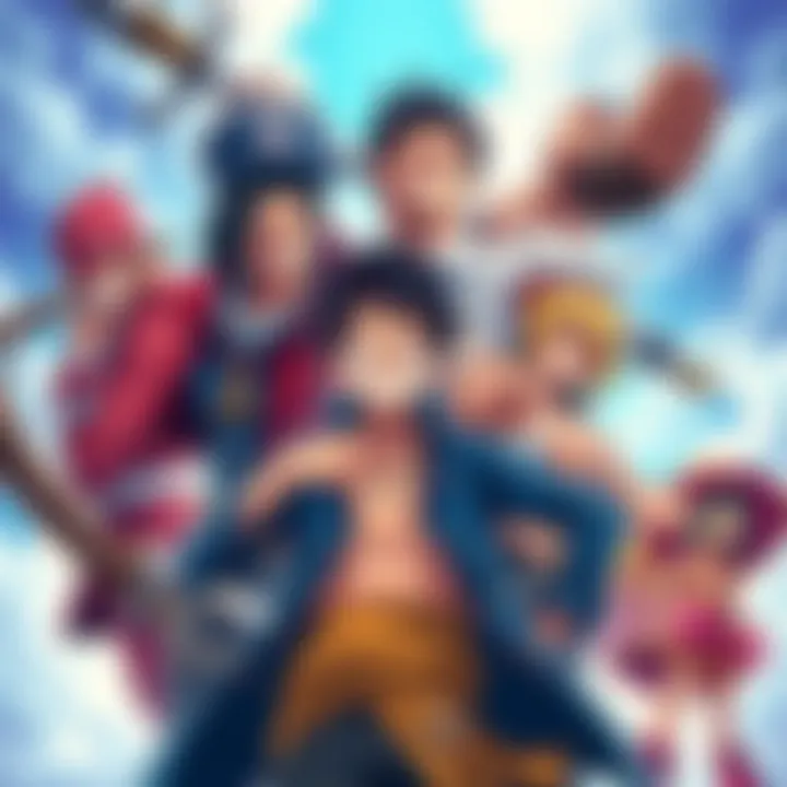Illustration of the strongest characters in One Piece, showcasing their unique abilities and fighting styles, arranged in a dynamic pose