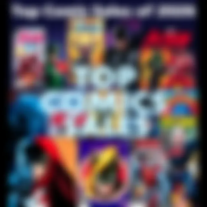 A colorful display of the top comic book covers popular in 2026, showcasing various characters and styles, highlighting the latest trends in comic sales.
