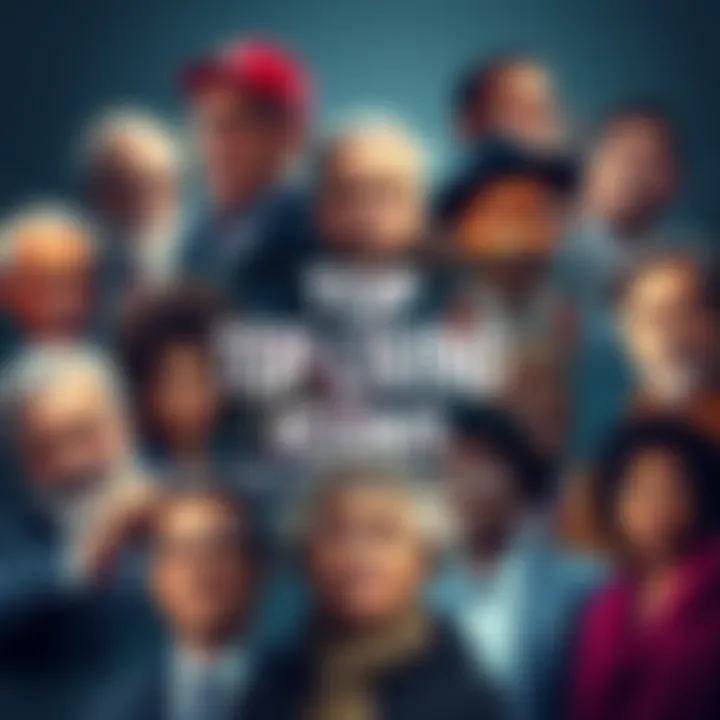 A collage of influential figures from various fields, including culture and politics, representing today's top living icons.