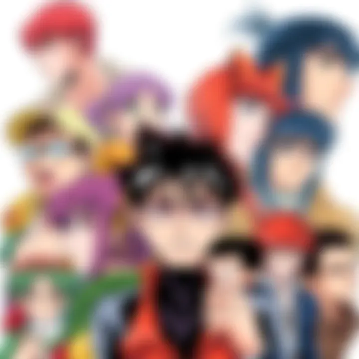 Collage of iconic manga characters from the 1990s, showcasing their unique styles and personalities