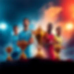 Illustration showing the top players ranked with trophies and highlights of their performances