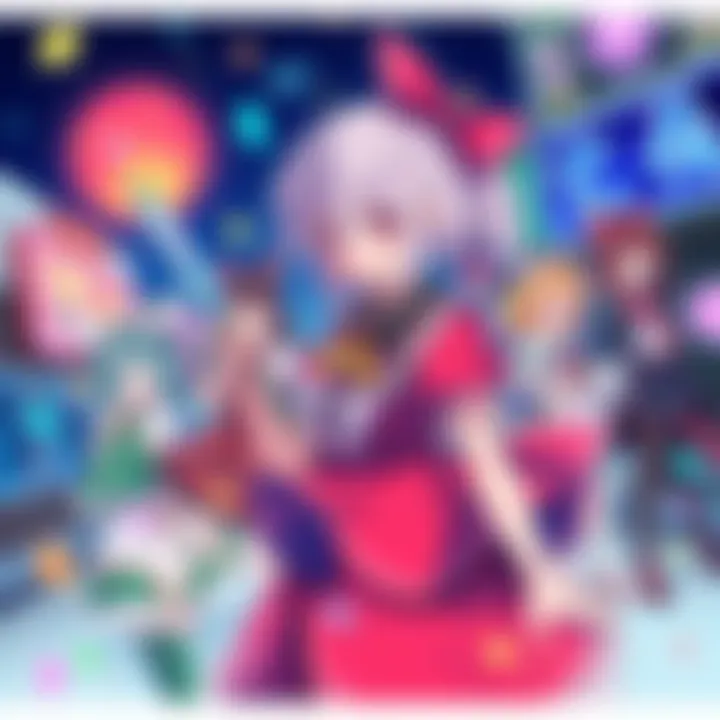 A vibrant illustration of Remilia and other characters from the Touhou series, showcasing their unique styles and personalities